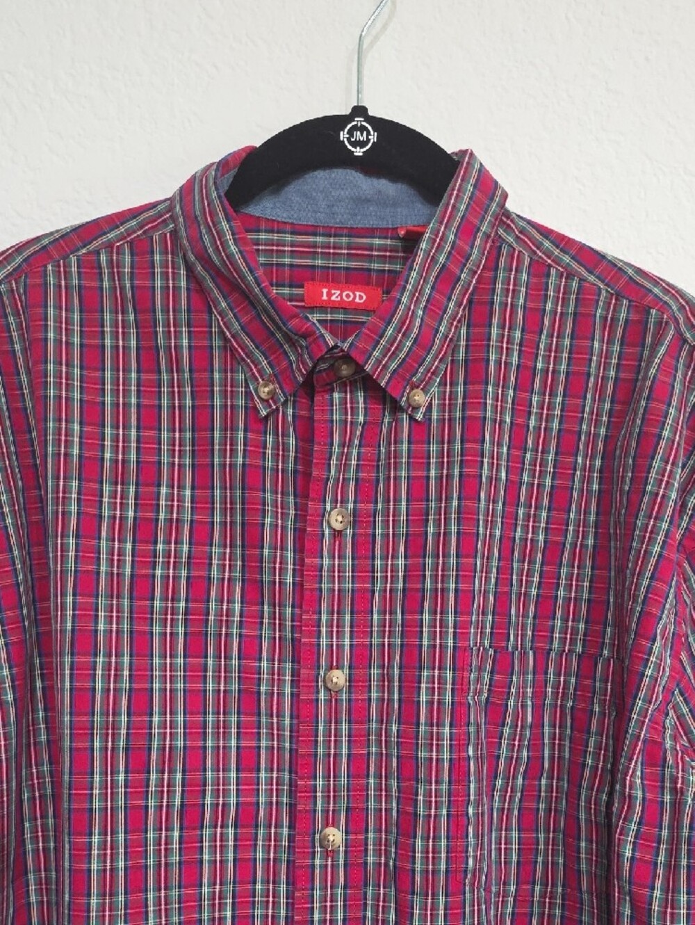 Izod | Plaid Red Cotton Classic Button-Down Shirt Sz XL